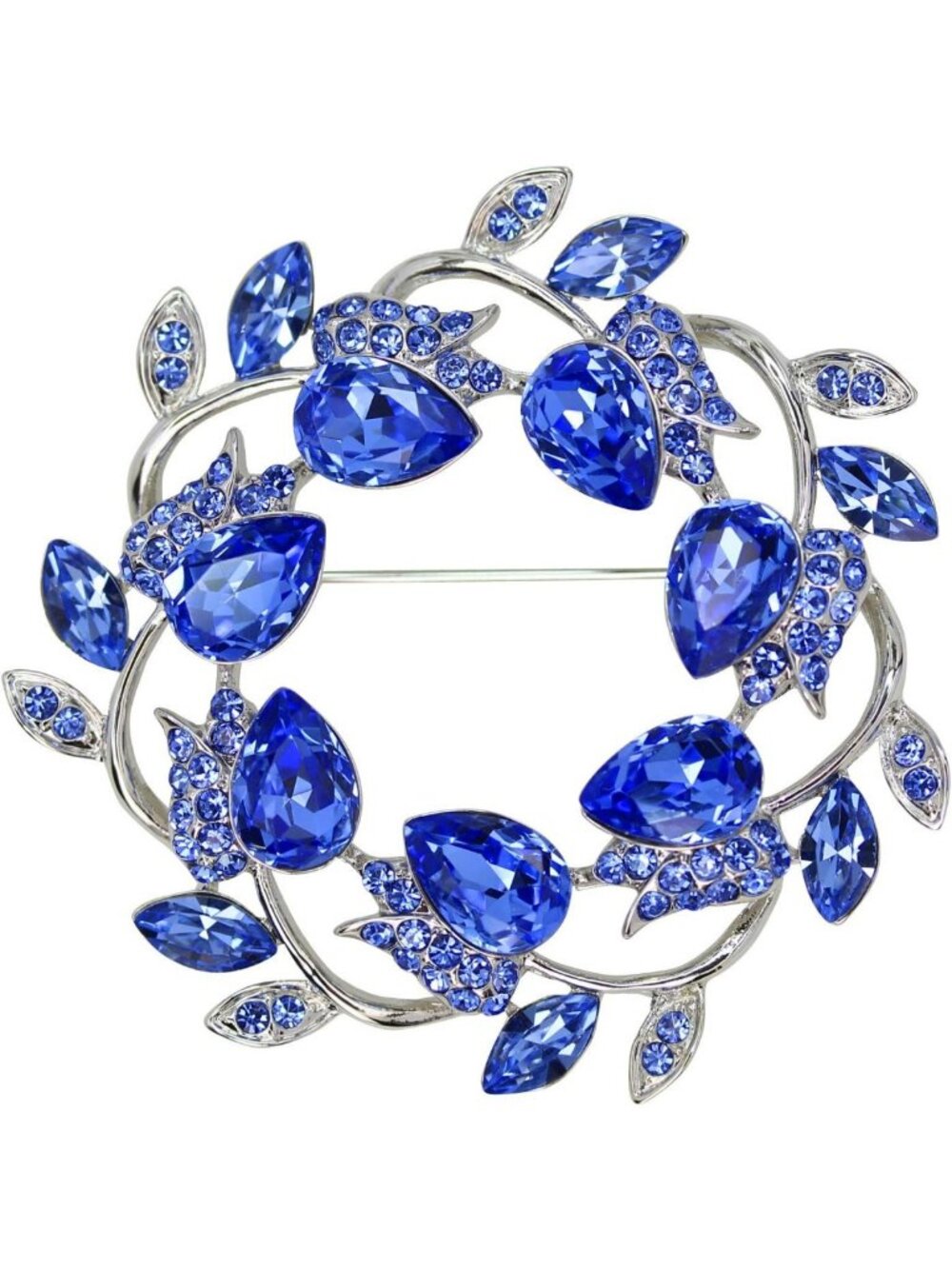 Stunning Rhinestone Floral Wreath Brooch Pin - Elegant Jewelry Accessory